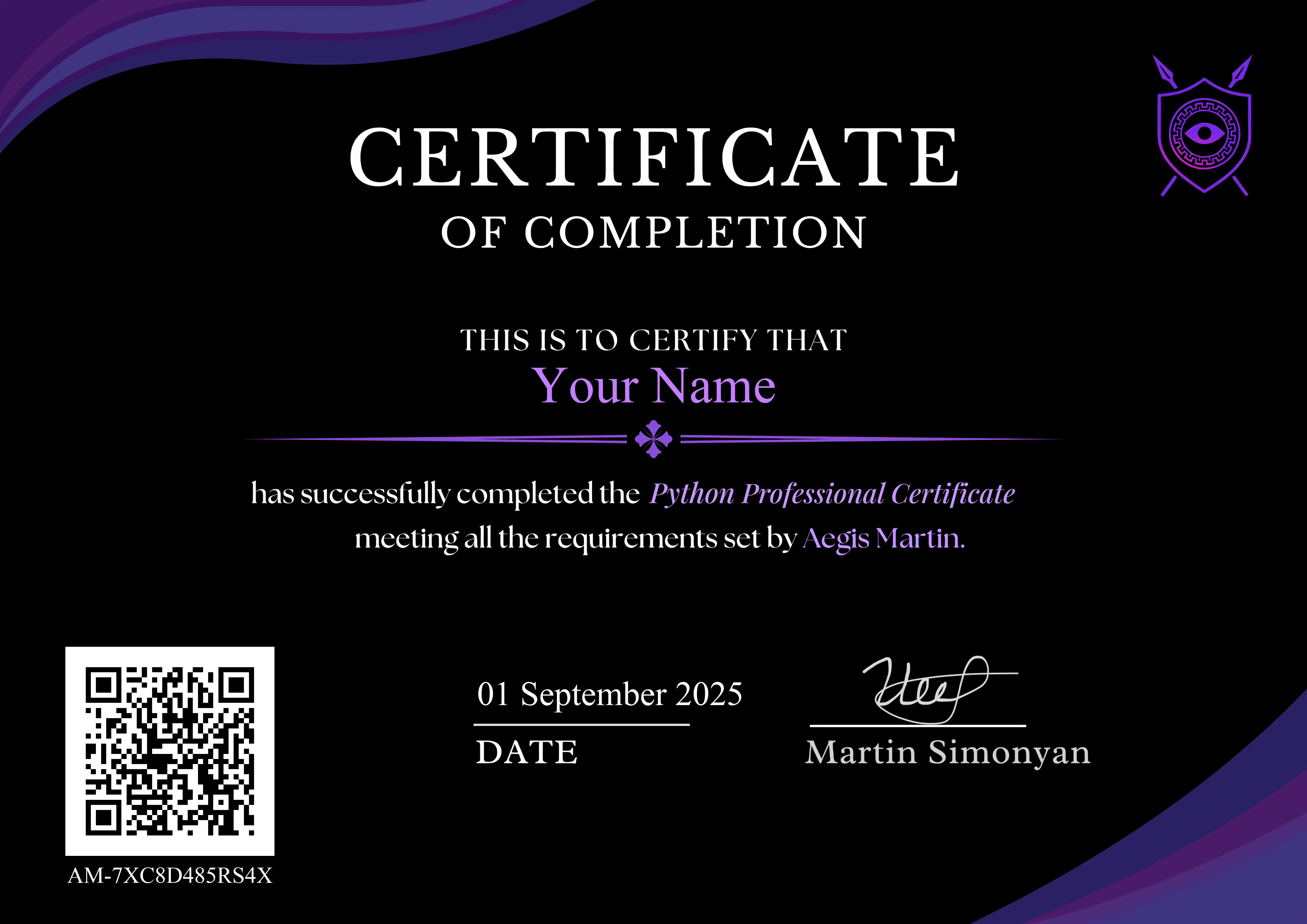 Certificate Preview